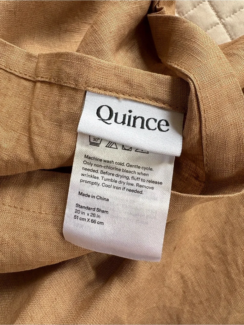Like New Quince European Linen Duvet Cover Set - Full/Queen, Toffee